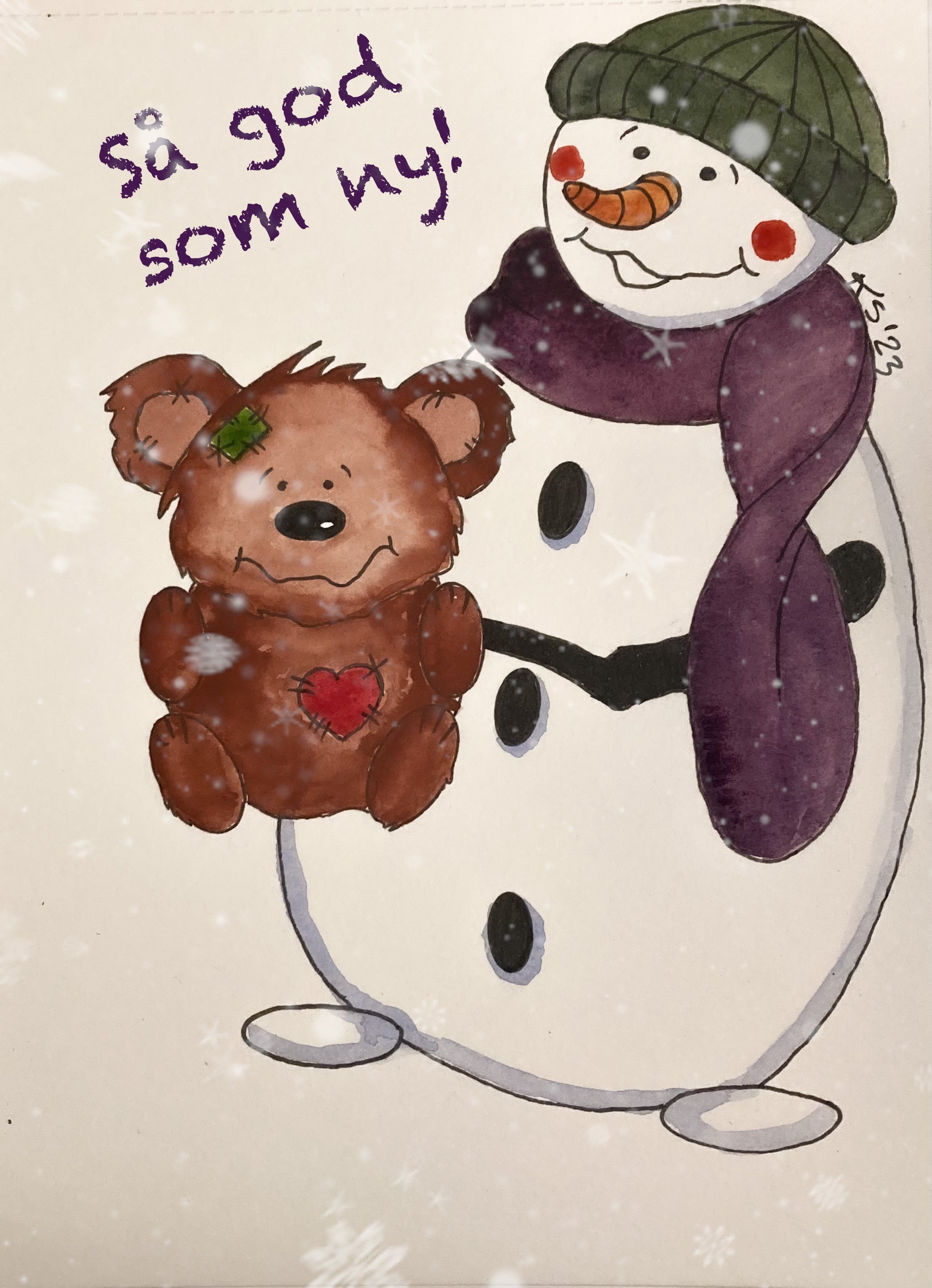 "Snømann kort"- Julekort og gratulasjonskort med snømann motiv