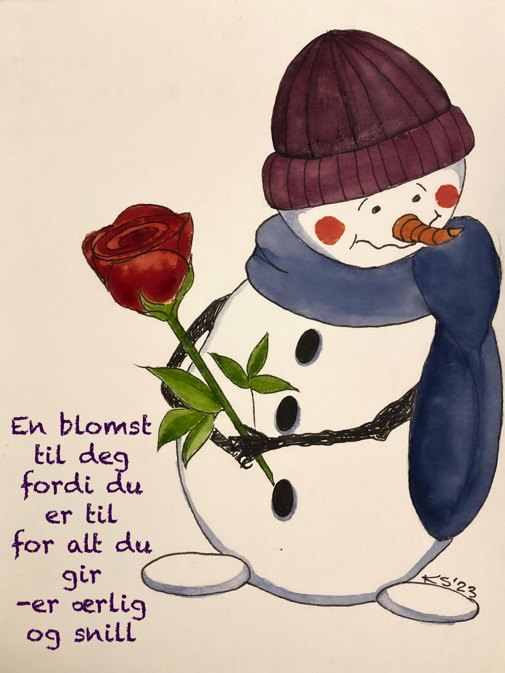 "Snømann kort"- Julekort og gratulasjonskort med snømann motiv