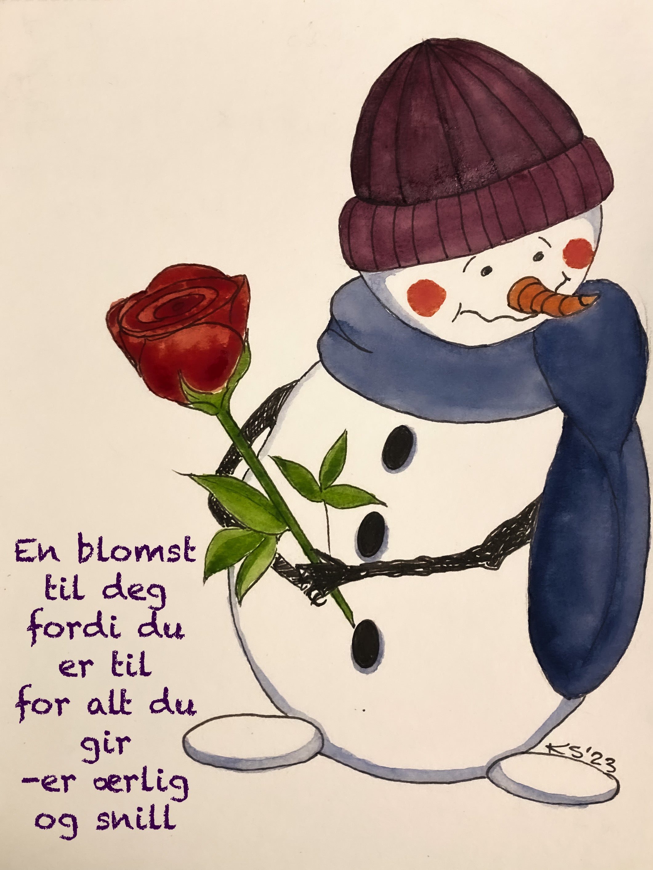 "Snømann kort"- Julekort og gratulasjonskort med snømann motiv